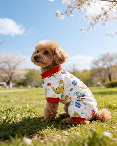 4 Pack Pink Cow Dog Pajamas for Small Dogs (Medium)
