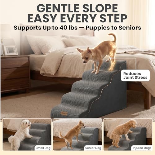Dog Stairs for High Beds (Light Grey / Stairs 24.5"H)