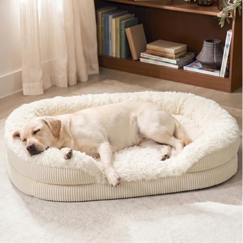 Fluffy Orthopedic Dog Beds Large Sized Dog (Cream / XL-PLUS (45"x 32"x 7"))