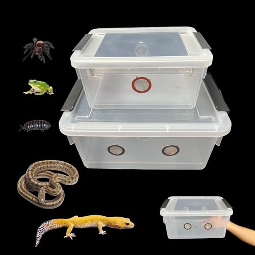 2pcs Large Reptile Feeding Box Snake Breeding Box Plastic Reptile Tank for Sling