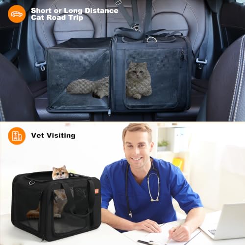20x14x14 Expandable car cat Carrier (All black)