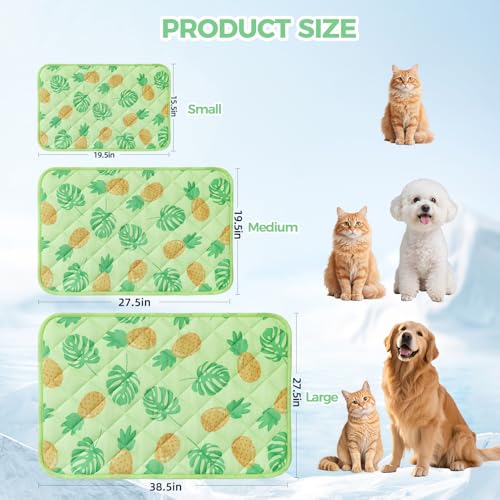 Dog Cooling Mat (Green Pineapple / Medium 19.5IN x 27.5IN)