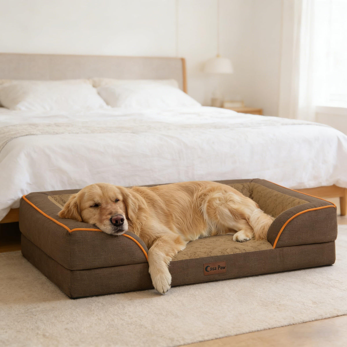 Waterproof Orthopedic Dog Bed for Extra Large Dogs (Brown / 53.0"L x 42.0"W x 8.5"Th)