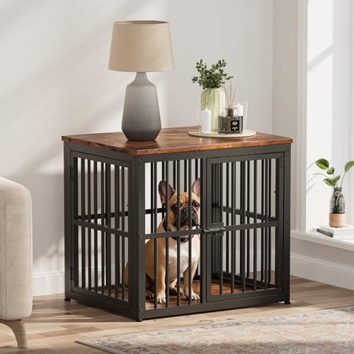 27'' Dog Crate Furniture with 3 Doors for Puppy Small Dogs (Brown / 26.9"L x 20.9"W x 24.0"H)