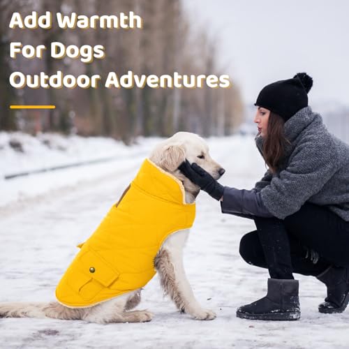 Waterproof Dog Winter Jacket Warm Puffer Coat Cold Weather Vest (X-Small / Yellow)