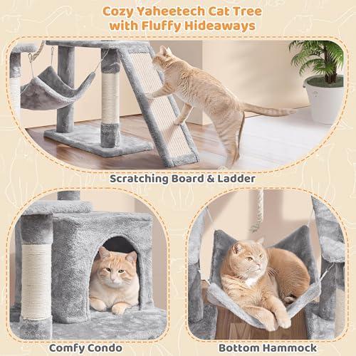 Cat Tree Tower for Large Cats (Light Gray / 54in)