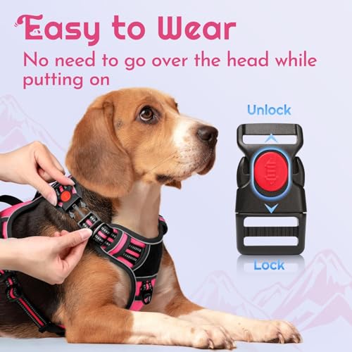 Dog Harness No Pull for Medium Dogs (Medium / Pink & Black)