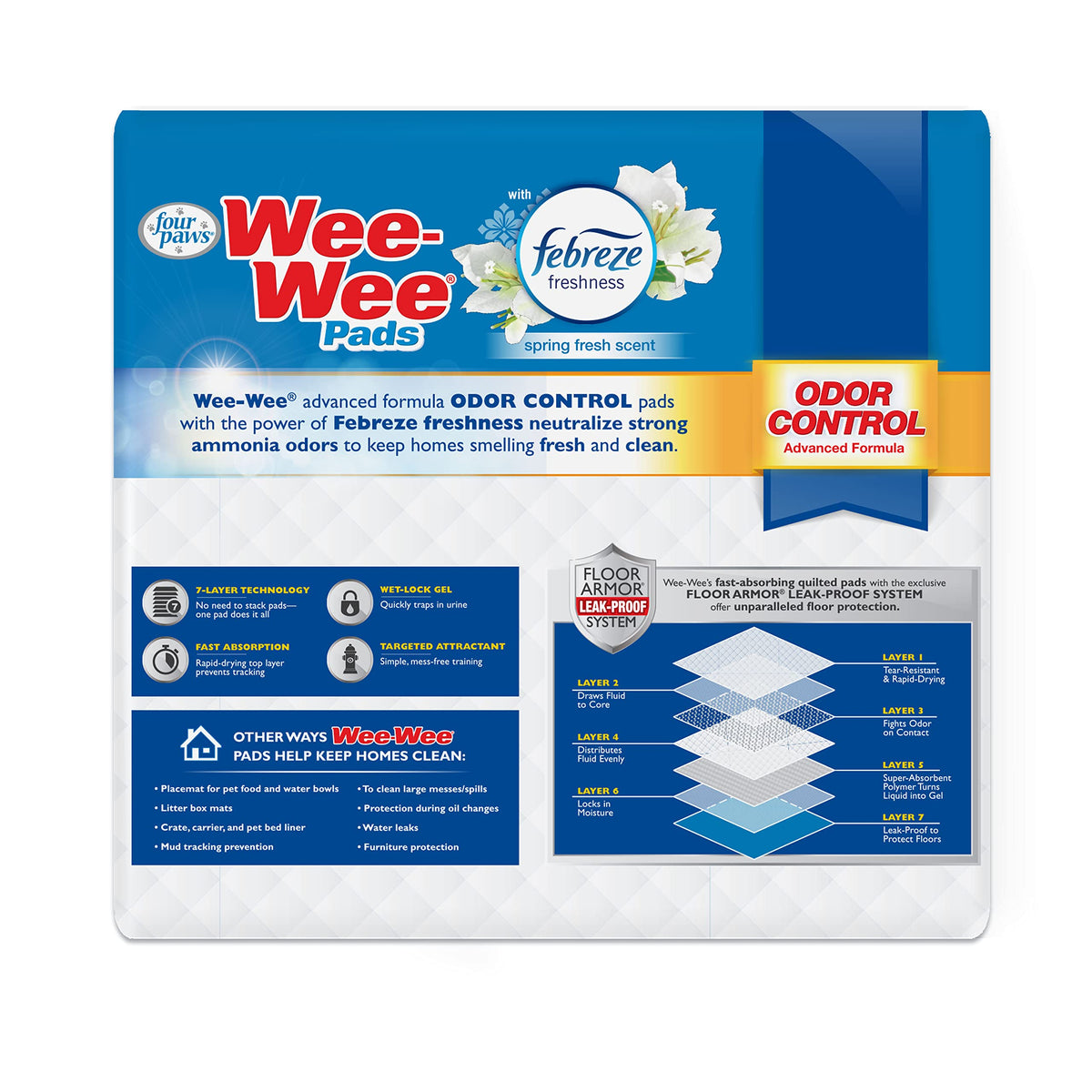Wee Wee Odor Control with Febreze Freshness Pee Pads for Dogs & Puppies (100 Count)
