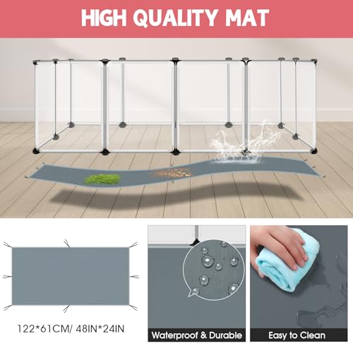 20 Panels Small Animals Playpen (20 Panels- 48"L x 24"W x 16"H / Transparent)