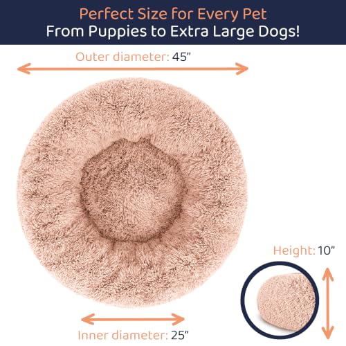 Calming Donut Dog Bed for Small Dogs (Pink / X-Large (45"L x 45"W x 10"Th))