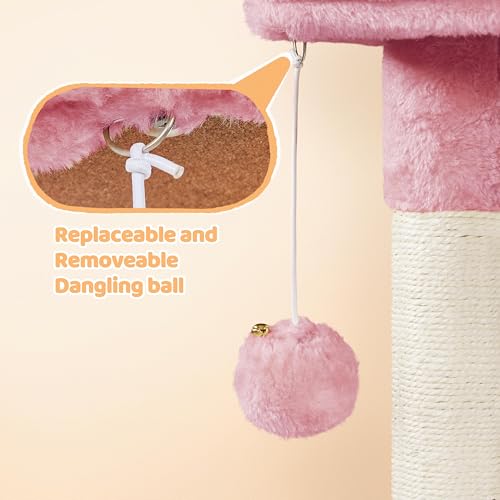 Cat Tree 34in Cute Cat Tower for Indoor Cats (Pink)