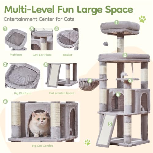 Sturdy Cat Tree (Light Gray / 58.7 Inches)