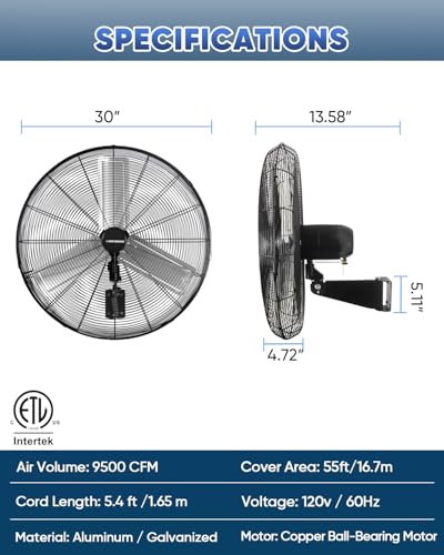 30 Inch Industrial Oscillating Wall Mount Fan (30 Inch)