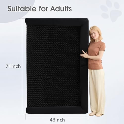 Orthopedic Washable Human Dog Bed for Adult & Dog Cozy Sleep (61"l x 43"w x 7"th / Black)