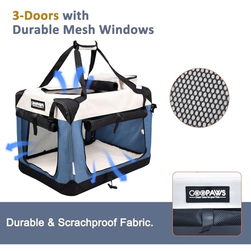 3 Door Soft Dog Crates Kennel (6-Lake Blue)