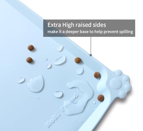 L Silicone Non Slip Pet Dog Cat Bowl Mats (22" x 14" / Frost)