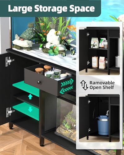55 75 Gallon Aquarium Stand with Cabinet Drawer (Blcak / 55-75 Gallon)