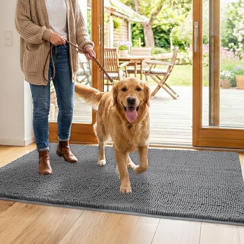 Dog Door Mat for Muddy Paws (72"x48" / Light Grey)