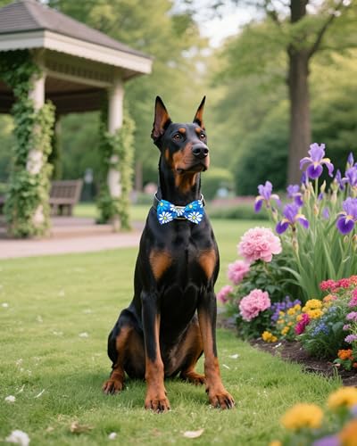 10 Pack Floral Dog Bowties for Large Dogs Sliding on Collar (M/L)
