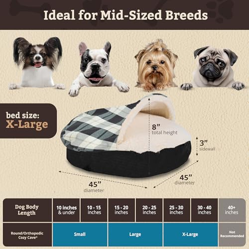 Cozy Cave Dog Bed (45.0"L x 45.0"W x 8.0"Th / Barkley Black Diamond)
