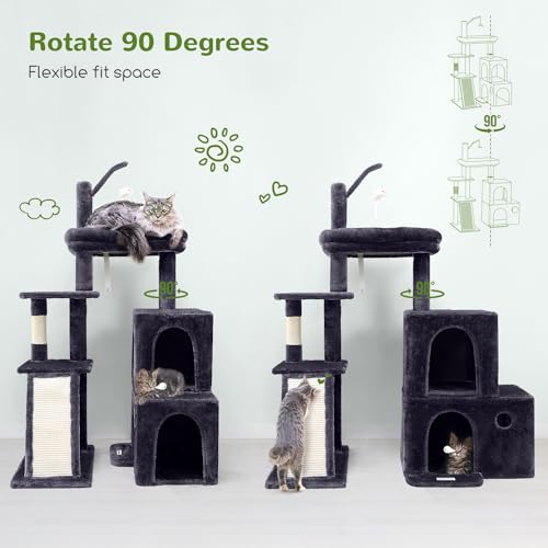 Maine Coon Cat Tower for Indoor Adult Cats (Dark Grey / 50 inch)