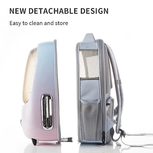 Cat Backpack Carrier for Kitty Small Dog with Inbuilt Fan & Light (Pink)