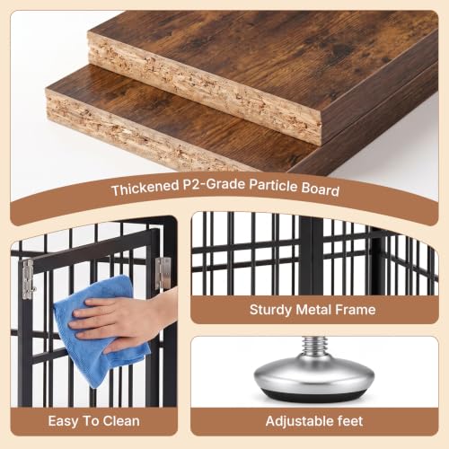 Dog Crate Furniture 38 Inch Indoor Crate Dog Cage Wooden Kennel (Black / 38.2"L x 25.0"W x 27.9"H)