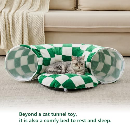 Cute Round Cat Tunnel for Indoor Cats (Green/White / Round)