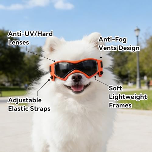 XS Dog Goggles for Extra Small Breed UV (X-Small / Orange)
