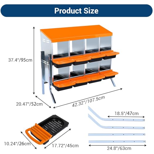 Chicken Nesting Boxes (46.3"L x 17.3"W x 10.6"H / Orange)