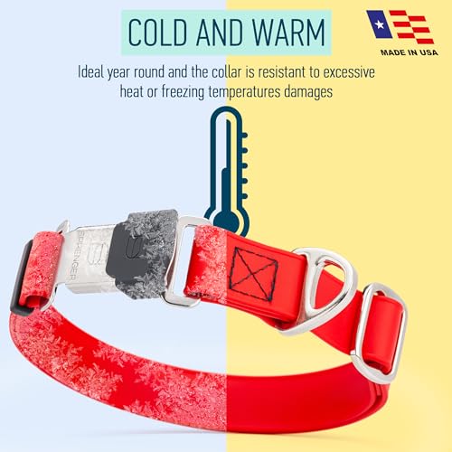 Biothane Waterproof Dog Collar with Herm Sprenger Black Stainless Steel Quick Release Buckle (W 3/4" x L 12"-19" / Cherry Red)