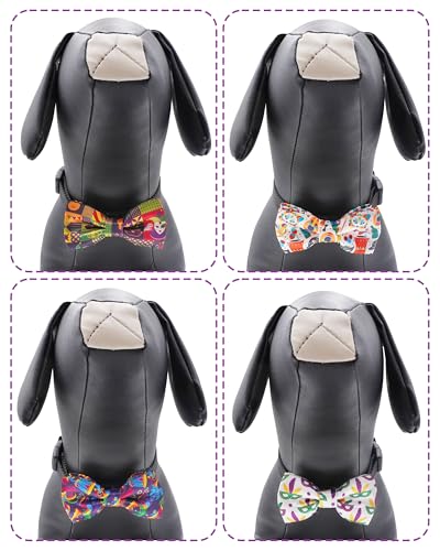 10 Pack Mardi Gras Dog Bowties for Large Dogs Sliding on Collar (M/L)