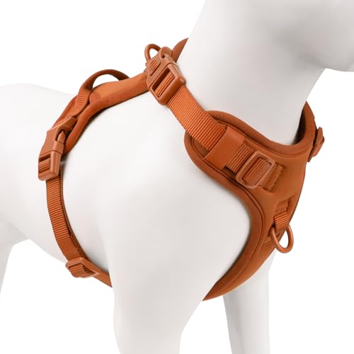 No Pull Dog Harness for Medium Sized Dogs Puppy Vest No Choke (Carmel Brown / M(Neck:18.5-25.6", Chest:20.9-30.7"))