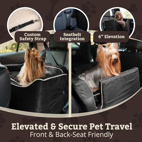 Lookout I Dog Car Seat (Black with Herringbone / Medium)