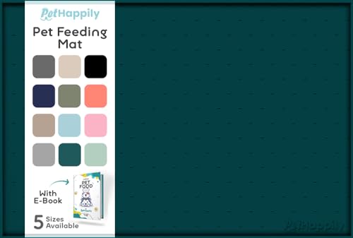 Dog Food Mat 28x18 Raised Edges Dogs Mat for Food and Water Prevent Spill (28" x 18" / Lake Blue)