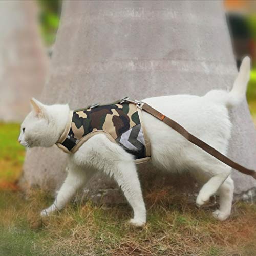 Cat Harness and Leash Set Escape Proof (Jungle Camouflage / S 4-6 lbs)