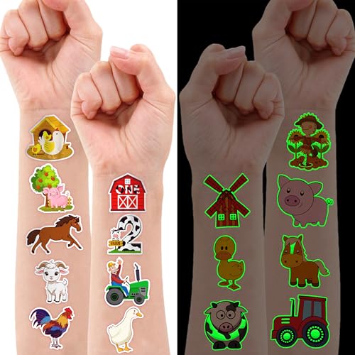 96 PCS Farm Barnyard Animal Glow In The Dark Pre (Luminous)