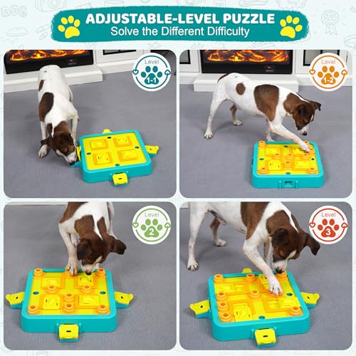 Dog Puzzle Toy Mental Stimulation (Level 3 in 1-Advanced-Blue Board)