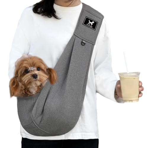 Dog Sling Carrier for Small Dogs up to 15 lbs (Dark Gray / 32.2"L x 9.5"W x 29.5"H)