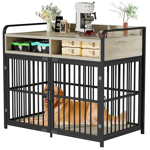Large Dog Crate Furniture with Drawers Storage (Brown / 40.6"L x 23.6"W x 33.5"H)