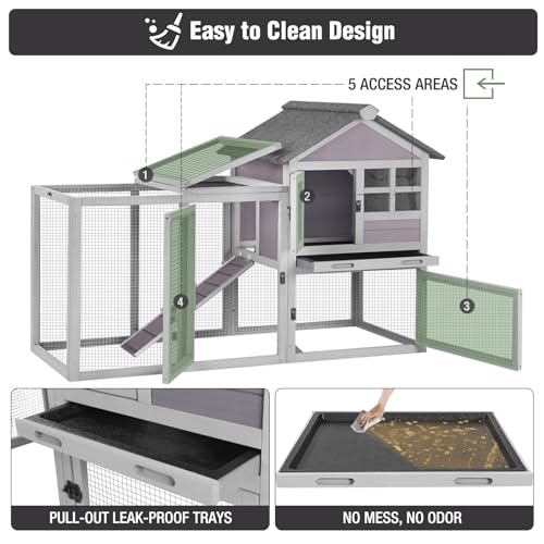 Large Rabbit Hutch Outdoor Indoor (Grey-XZ7002)