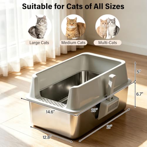 Stainless Steel Litter Box with Lid (Sifting)