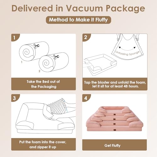 Orthopedic Extra Large Dog Bed (Dusty Pink / 44.0"l X 32.0"w X 6.5"th)