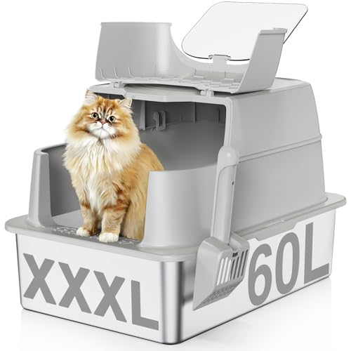 XXXL Stainless Steel Cat Litter Box with Lid