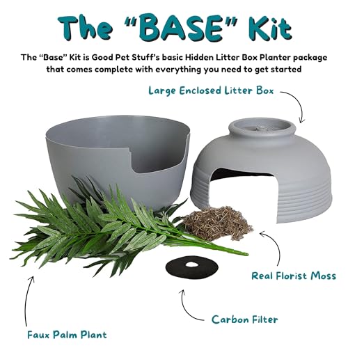 Original Hidden Litter Box Planter (Palm Plant / Base Kit / Pebble Gray)