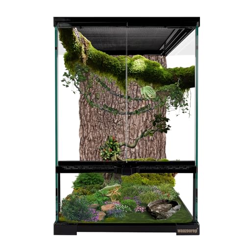 11 Gallon Reptile Glass Tank Vertical Terrarium 12"x12"x18" Habitat Enclosure with Front Openning Door and Top Screen Ventilation for Geckos (12x12x18 inch)
