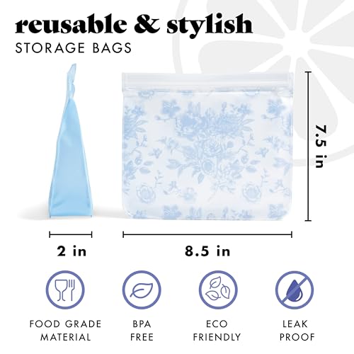 Reusable Sandwich Bags (Blue Floral Toile)