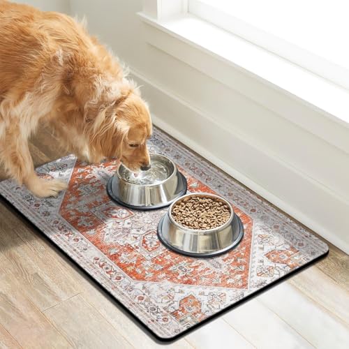 Dog Food Mats for Floors (Orange / M(16"×24"))