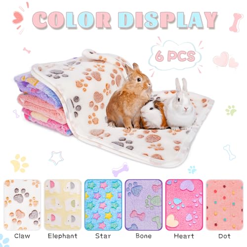 6 Pack Guinea Pigs Fleece Blankets (30x20 Inch /6 Packs / Light Color)