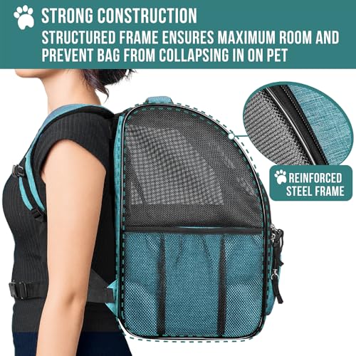Dog Backpack Carrier Airline Approved Cat Pet Puppy Bag (Sea Blue)
